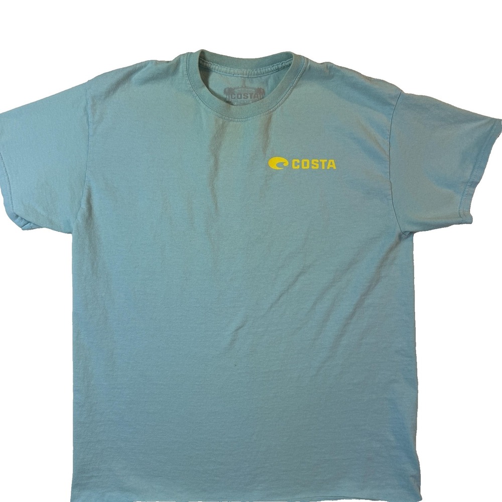 Costa TShirt Mens M Blue Logo Fish Swirl Ocean Outdoors Fishing Gorpcore